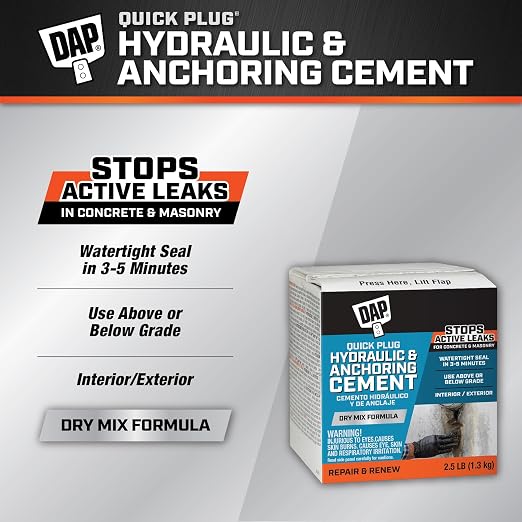 DAP Quick Plug Hydraulic Cement, 2.5 Lb (7079814084)