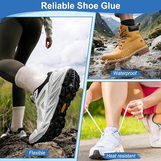 Shoe Glue Soles Repair| 4 Tube 30 ML Clear Shoe Repair Glue Heavy Duty Adhesive with Tool, Dry Within 24 Hrs, High Strength| Waterproof Shoe Sole Glue Repair for Boot, Sneaker, Heel, Leather, Sneaker