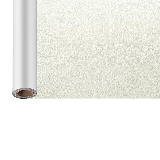 Leather Repair Patch, 17X60 Inch Self Adhesive Leather Repair Patch, Vinyl Repair Patch Kit, Leather Patches for Furniture, Couches, Car Seats, Cabinets, Wall, Handbags - Beige White
