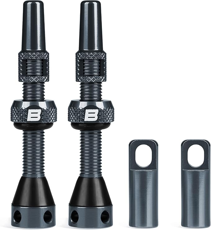 BWSHLF Tubeless Presta Valve Stem 40/44/55/60/65/80/100 mm, Super Light Alloy Presta Valve Stem Kit with Valve Core Remover Tool and Valve Stem Caps - Multiple Color and Size Options(Pair)