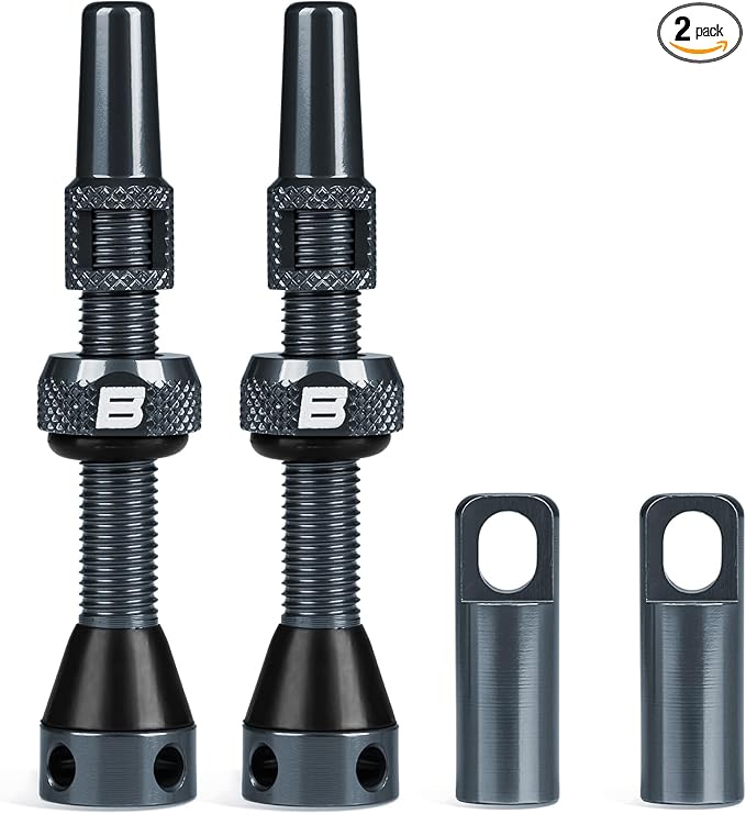 BWSHLF Tubeless Presta Valve Stem 40/44/55/60/65/80/100 mm, Super Light Alloy Presta Valve Stem Kit with Valve Core Remover Tool and Valve Stem Caps - Multiple Color and Size Options(Pair)