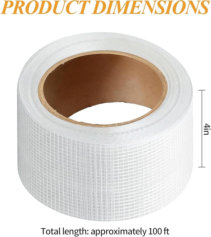 Drywall Joint Tape, 4 Inch x 100 Ft Self Adhesive Drywall Tape, Wall Patch Repair Roll, Fiberglass Mesh Tape for Drywall Repair, Wall Cracks and Ceiling Gaps