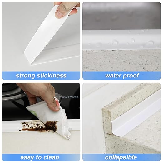 Caulk Strip, 2 Pack 1.5' x 10.5Ft Caulk Strip for Bathtub Self Adhesive Caulk Tape Caulking Sealing Tape for Kitchen Countertop,Sink,Bathroom,Toilet,and Bathtub Floor Wall Edge Protector