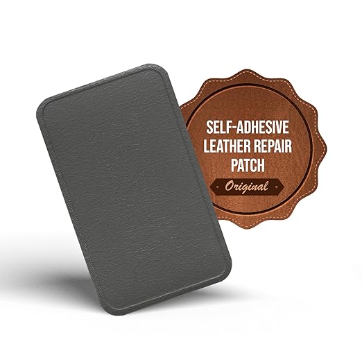 MastaPlasta Premium Leather Repair Patch - Grey 4" x 2.4" (10 x 6 cm). Your Instant Stick-On Upholstery-Quality Leather Repair Kit for Couches, Car Interiors, Bags & DIY