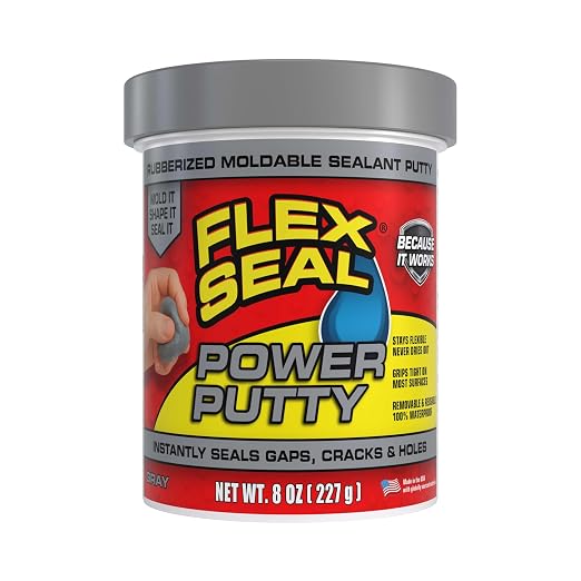 Flex Seal Power Putty, Moldable Waterproof Rubberized Sealant, Instantly Fills Gaps, Cracks, or Holes, Removable Reusable, Works Underwater, Pipes, Marine, Auto, RV, Metal, Plastic, Wood, Gray 8 oz