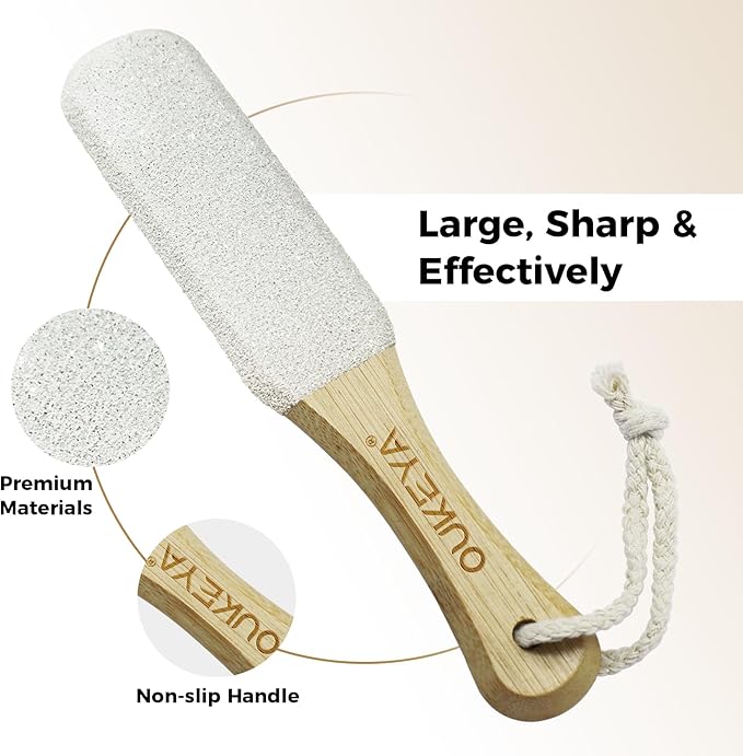 Foot File Scrubber for Dead Skin Remover, Callus Remover for Cracked Heel, Professional Feet Grater Rasp Scraper Corns Callous Removers Tool with Wooden Handle to Hard Skin Corns for Dry & Wet Fee