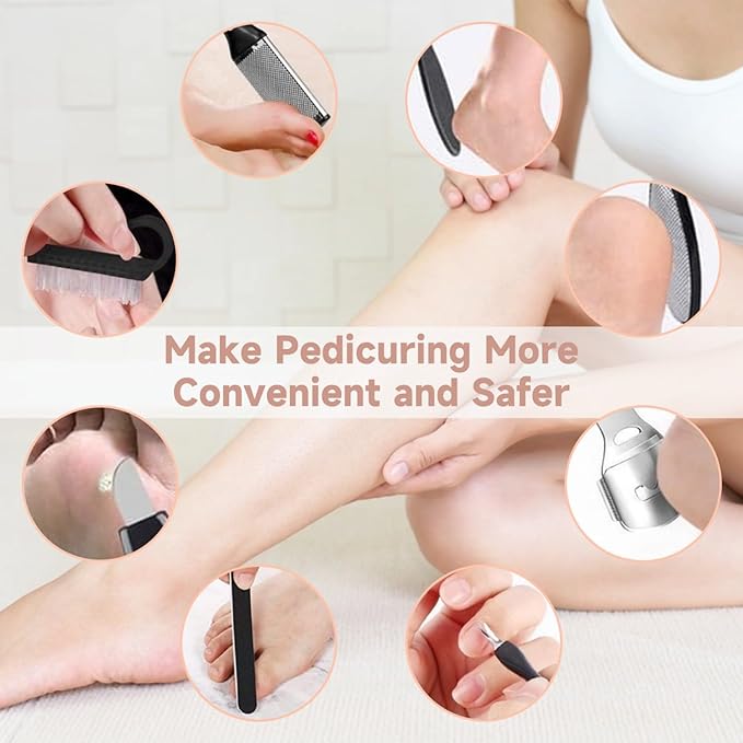 Electric Foot Callus Remover Rechargeable Pedicure Kit with 3 Roller Heads 2 Speed IPX6 Waterproof Foot File Pedicure Tools Professional Foot Care for Dead Cracked Dry Skin White