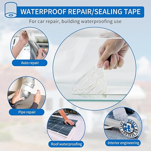 BEBOBLY RV Roof Tape Waterproof,2 Inch X 50 Foot Leak Repair Sealant Tape,UV & Waterproof Butyl Tape for RV Roof,Window,Camper, Boat,Pipe Sealing White