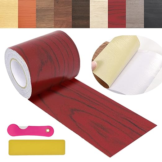 Wood Grain Repair Tape, 2.4 inch X 32ft Self Adhesive Wood Colored Tape for Tables, Chairs, Baseboards, Doors, Windows, Floors, Handicraft DIY.