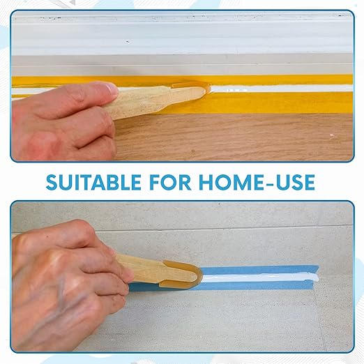 JMIBASIC Grout Caulk Finishing Tool - Multi Size 4 Pieces Set - Smooth Grout Sealant Silicone Caulking Tool - Rubber Spatula Spreader - Grout Sealer Applicator - Ergonomic Handle Grip_ABS (1.4 Inch)