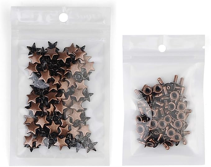 100 Sets 12MM Antique Copper Star Rivets for Leather Star Rivet Studs Garment Rivets Leather Rivets Studs and Spikes for Leather Craft Clothing Bags Belts Dog Collar Shoes DIY Rivets 15/32 Inch