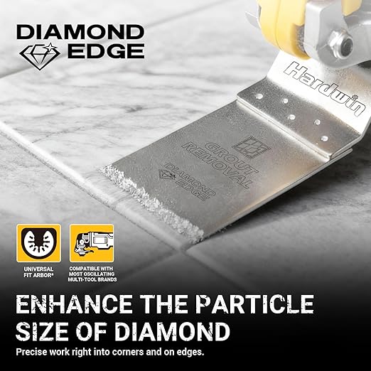 5-Pack Diamond Oscillating Multi Tool Blades, Universal Fit Diamond Grit Saw Blades for Grout Removal, Mortar Cleaning and Soft Tile Cut, Flush Cutting Multi-Tool Accessories, 1-2/5"