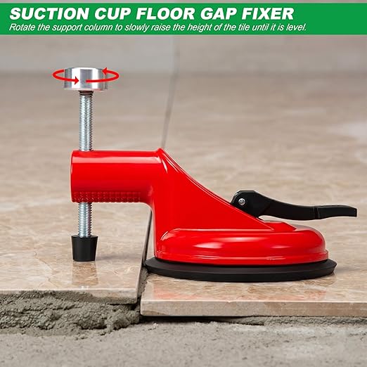 2-in-1 Floor Gap Fixer Tool & Tile Leveling System, Heavy Duty Single Suction Cup Plank Grabber with 6 Sticky Pads, Zero-Impact Laminate Vinyl Wood Flooring Repair Kit