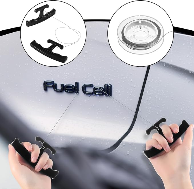 Therwen Car Emblem Removal Tool Wrap Tools Plate Line Badge Remover Car Surface Emblem Removal Kit with Extra 5M PE Cables for Vehicle Window Film Installation(Black)