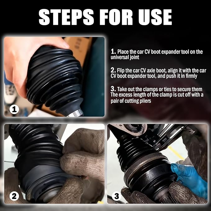 2PCS Thick Silicone Car CV Boot Repair Kit with CV Boot Clamp Tool for 2.42"/3.02"/3.52" Calibers,Cuttable CVs Axle Boots Repair Kit for Dust Protection,Upgraded CVs Joint Boots Kits