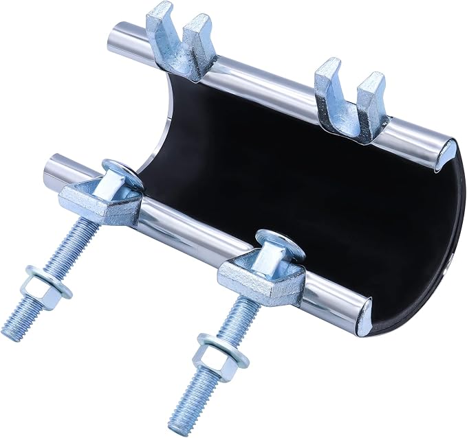 Stainless Steel One-Piece Galvanized Repair Pipe Clamp with Two Bolts, 2” X 6” inches | Water Pipe Repair, Plumber Pipe Holder, Copper Pipe Leak Repair Kit