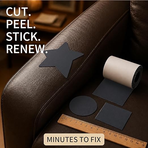 BSZHTECH Leather Repair Tape Self-Adhesive Leather Repair Patch for Couch Furniture Sofas Car Seats Advanced PU Vinyl Leather Repair Kit(Dark Grey, 3.9 X 79 inch)