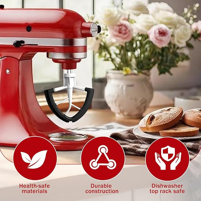 Flex Edge Beater for Kitchenaid 4.5/5 Qt Tilt-Head Mixer – Flexible Silicone Edge Paddle, Auto-Scrape Bowl Scraper, Dishwasher Safe– For Kitchenaid Accessories and Attachments (Black)