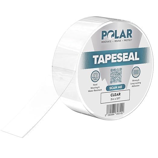 Polar TapeSeal Clear - 2" x 5 ft | Rubberised Waterproof Tape for Leaks & Cracks on Roofs, PVC Pipes, Downpipes, Plumbing & Gutters | All-Purpose Indoor & Outdoor Sealant Tape for Lasting Protection