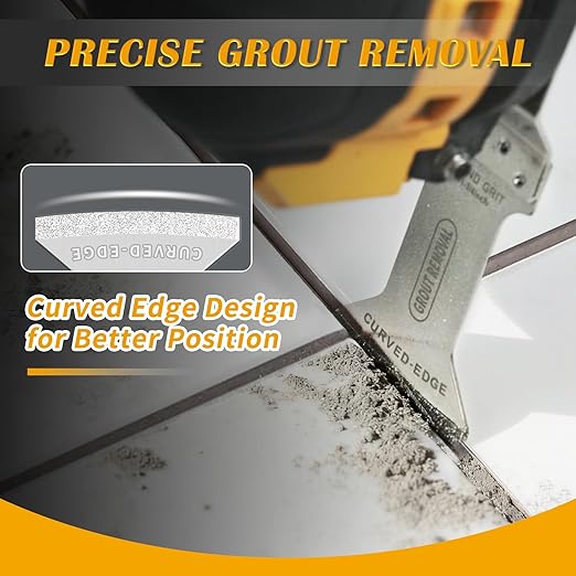 AMZWEI 8PCS Diamond Oscillating Tool Blades, Curved Edge Long Multi Tool Blades for Grout Removal, Cleaning Mortar, Fit Dewalt Milwaukee Rockwell Ridgid Ryobi Chicago Craftsman.(Thickness: 1/13 Inch)