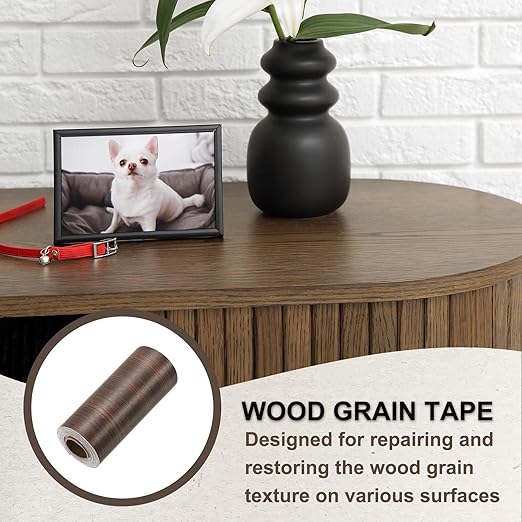 PATIKIL Wood Grain Tape 4.7" x 32 ft, Self-Adhesive Wood Texture Repair Tape Realistic Wooden Effect Patch for Furniture Cabinets Floor Walls, Ebony