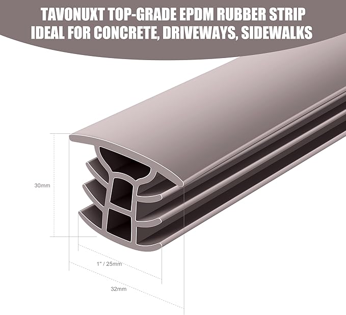 Flexible EPDM Rubber Strip (100 ft Long x 1 inch Wide) - Concrete Crack Repair & Replacement, Weather & Aging Resistant Expansion Joint Filler for Driveways, Sidewalks