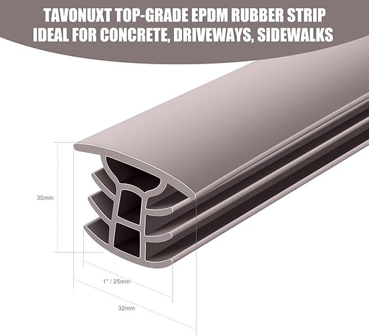 Flexible EPDM Rubber Strip (10 ft Long x 1 inch Wide) - Concrete Crack Repair & Replacement, Weather & Aging Resistant Expansion Joint Filler for Driveways, Sidewalks