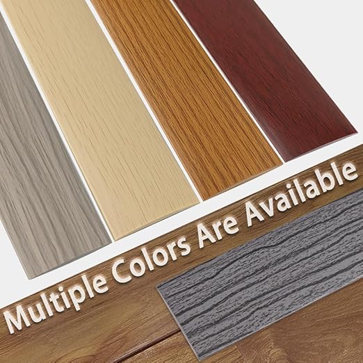 Floor Transition Strip 2" Self Adhesive Flat Vinyl Flooring Transitions Strip with Strong Backing Wood Grain 5cm, 20FT, Deep Grey