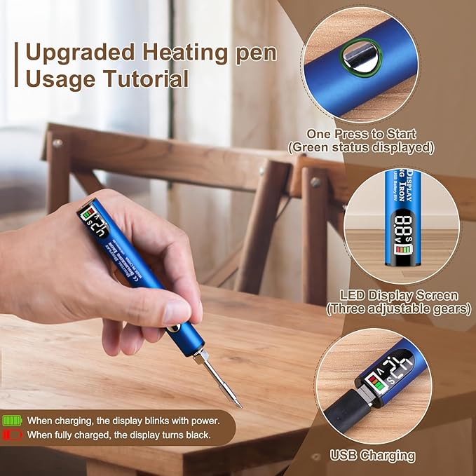 Laminate Wood Floor Repair Kit, Wax Melting Tool with Display, Hard Wax Filler, Marker Pen, for Floor, Furniture, Countertop & Tile Repair, Blue