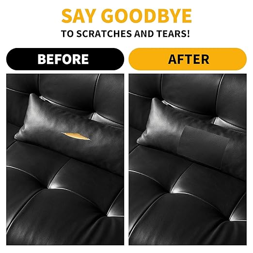 JuCheng Leather Repair Kit -Leather Repair Patch Self-Adhesive Waterproof Patch & Glue for Furniture, Car Seats, Sofa, Couch, Vinyl - Instant Fix for Tears & Scratches (Brown, 3.5X79 inch)