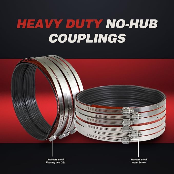 Supply Giant 37I22CS No- No-Hub Coupling Heavy Duty Colored Shield, 8 inch, Red