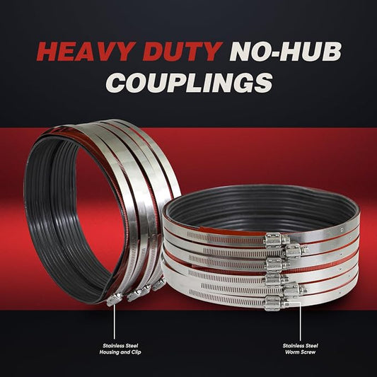 Supply Giant 37I22CS No- No-Hub Coupling Heavy Duty Colored Shield, 8 inch, Red
