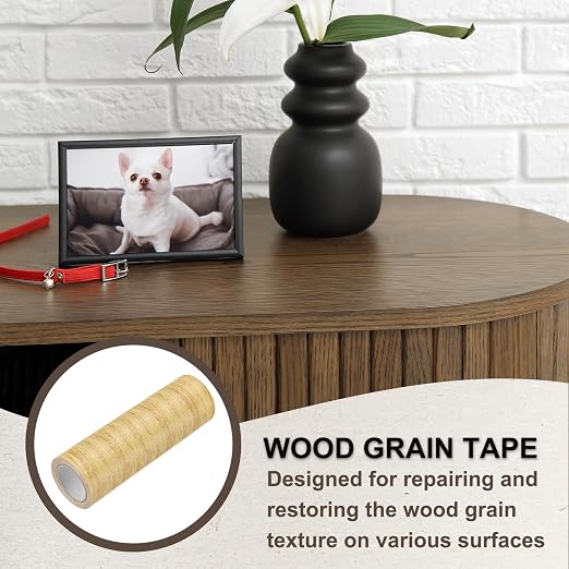 PATIKIL Wood Grain Tape 6" x 15 Ft, Self-Adhesive Wood Texture Repair Tape Realistic Wooden Effect Patch for Furniture Cabinets Floor Walls,Yellow Oak