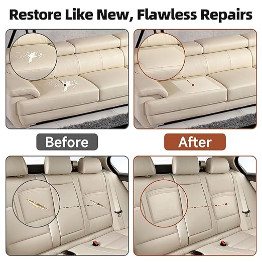 Beige Leather Repair Tape, 3.15" x 59" Heavy Duty Vinyl Repair Patch, Waterproof Self Adhesive Leather Repair Kit for Fixing Holes & Scratches on Couch, Car Seat, Furniture