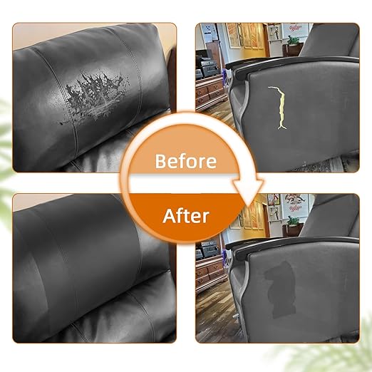 BSZHTECH Leather Repair Tape Self-Adhesive Leather Repair Patch for Couch Furniture Sofas Car Seats Advanced PU Vinyl Leather Repair Kit(Dark Grey,2Pcs 8.2X11 inch)