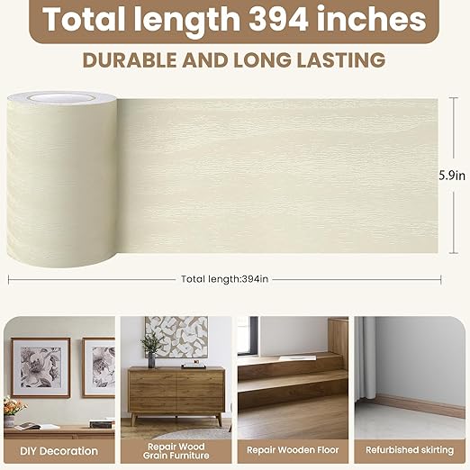 Wood Grain Repair Tape, 5.9 inch X 32ft Self Adhesive Wood Colored Tape for Tables, Chairs, Baseboards, Doors, Windows, Floors, Handicraft DIY.