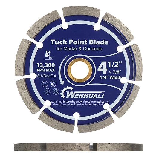 4.5" Diamond Tuck Point Blade for Concrete, 1/4" Thickness – Premium Diamond Blade for Mortar Joint Removal, Concrete & Brick Grout Repair, 7/8" Arbor, Fast Clean Cutting