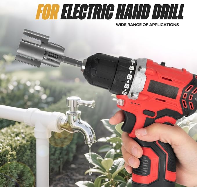 Pipe Thread Cutting Tool, Integrated Internal & External Pipe Threading Tool, Electric Drill Compatible PVC Pipe Threader Kit, 1/2" (DN15) 3/4" (DN20) Pipe Sizes Rethreading Tool