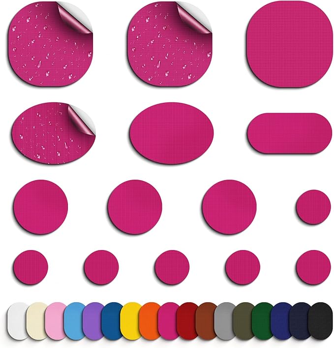 Self-Adhesive Nylon Patches Tent Repair Kit – Outdoor Gear Tenacious Repair Tape, Waterproof Fabric Patches for Clothes, Tent, Down Jacket, Backpack (45pcs, Rose