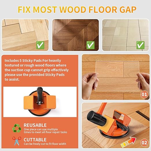 Floor Gap Fixer Tool Kit with Hammer, Cleaning Blade and 5 Reusable Nano Pads, 45° Striking Heavy Duty Laminate Vinyl Plank Flooring Gap Repair, Easy DIY No Damage Flooring Installation Tool