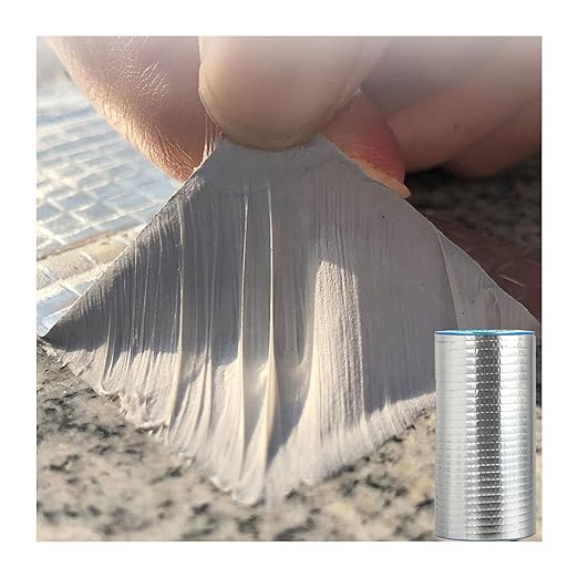 Butyl Tape Waterproof Tape, Aluminum Foil Butyl Seal Tape for Leakage, Butyl Rubber Tape for Reapring for Boat, Pipe Sealing, Roof Crack, RV, Awning, Window Sealing - 8"W x 16'L