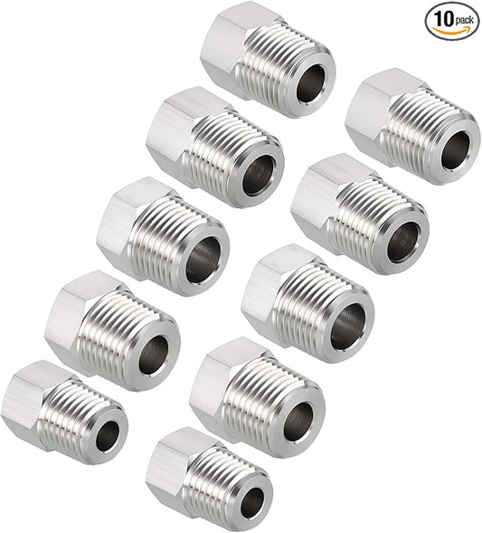 10 Pack Solid 304 Stainless Steel Hex Bushing Threaded Set 3/8" MNPT x 1/4" FNPT,1/4" MNPT x 1/8" FNPT,3/8" MNPT x 1/8" FNPT,1/2" MNPT x 3/8" FNPT,1/2" MNPT x 1/4" FNPT (Each of 2)