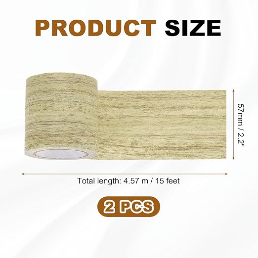 uxcell 2 Pcs Wood Grain Repair Tape, 2.2" x 15ft Self Adhesive Wood Grain Colored Duct Tape Waterproof Repair Patch for Furniture Floor Scratch Fix, Baseboards, DIY Decor, Gray Oak