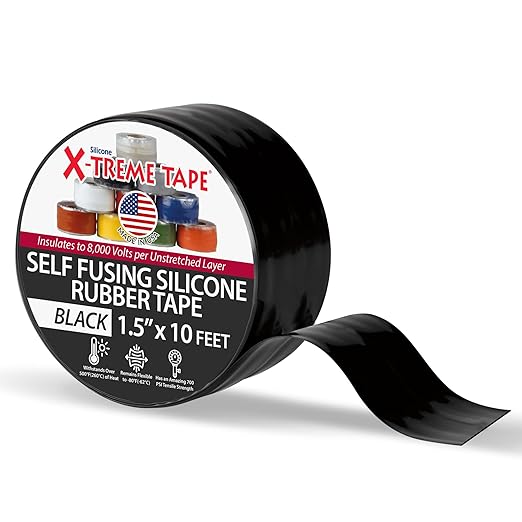 X-Treme Tape MOCAP Heavy Duty Electrical Tape, Self-Fusing Silicone Rubber, Waterproof & Insulating Flexible Tape, Electrical for Hose, Automotive, Outdoor & Repairs - 1-1/2 Inch x 10 Ft Roll - Black