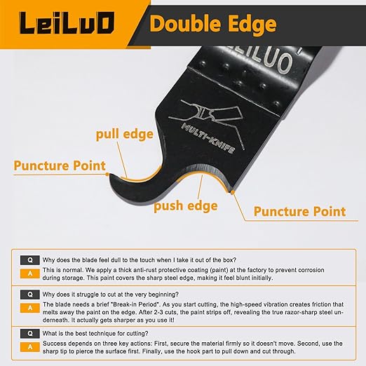 LEILUO 6 Pcs Oscillating Multi Tool Hook Knife Blade for Carpet Roof Shingles Soft Materials Universal Oscillating Tool Accessory with Storage Bag Compatible with DeWalt Dremel Milwaukee and More