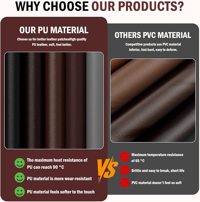 Leather Repair Patch, 17 x 79 Inch, Self Adhesive Leather Repair Tape, Large Vinyl Patch Kit, Vinyl Repair Tape, for Couches, Car Seats, Chairs, Furniture (Brown)