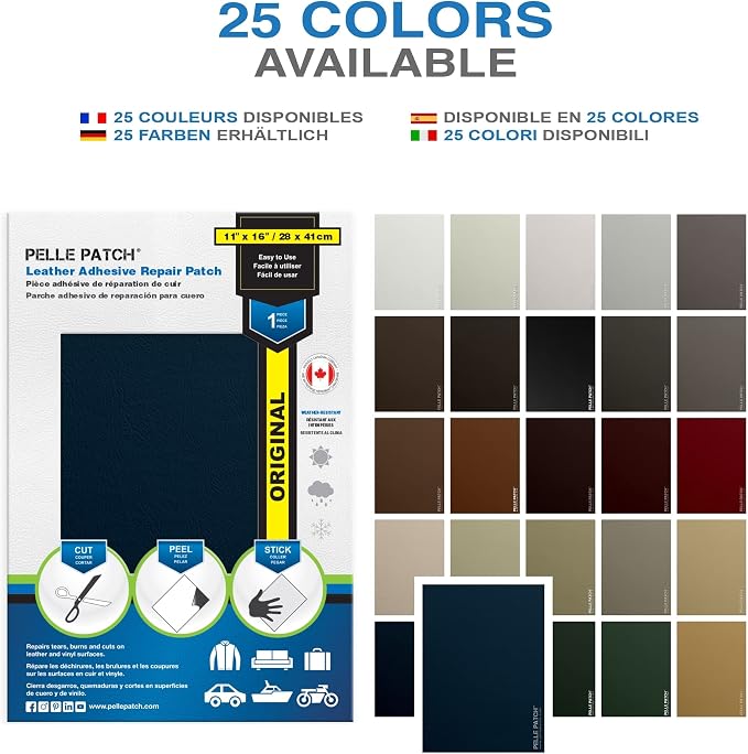 Car Leather Seat Repair Kit - 25 Colors Available - Original 11x16 - Medium Blue