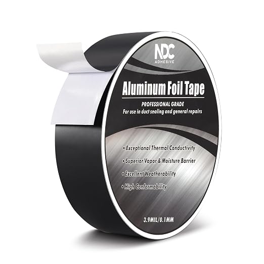 Aluminum Foil Tape, 2” x 164Ft, Black | 3.94mil, Heat & UV Resistant, Waterproof for Ductwork Sealing, Dryer Vent, HVAC Air Insulation, Metal Repairs Patching