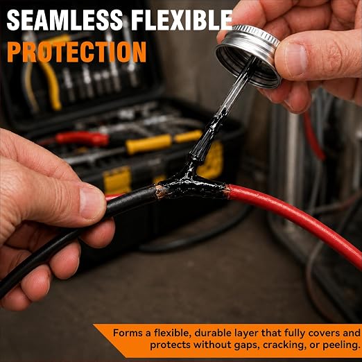 Liquid Electrical Tape, Black Insulating Electrical Tape with Brush, Quick-Dry Waterproof Liquid Tape for Wires, Cables, Connectors, Outdoor & Automotive Electrical Equipment, Heat Resistant