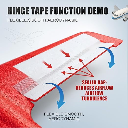 1" x 10 Yards Foam RC Plane Hinge Tape, Model Airplane Hinge Control Surface Tape for Aileron Elevator Rudder, Flexible Transparent Adhesive for Foam RC Airplane Repair, 2 Roll